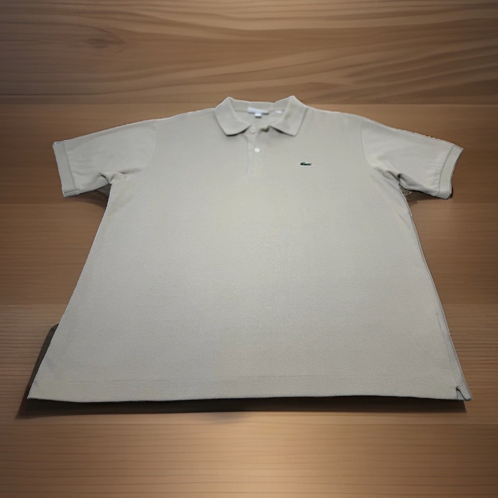 Lacoste Classic Fit Pique Polo Shirt Men XL Tan Beige Khaki Cotton Quiet Luxury